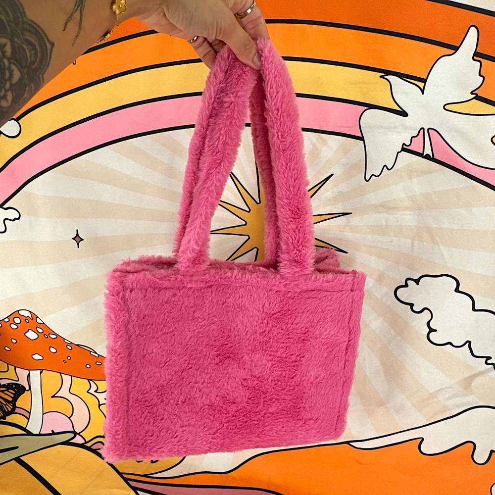 Soft Pink Plush Tote Bag Purse (Y2K Juicy Couture inspired)
